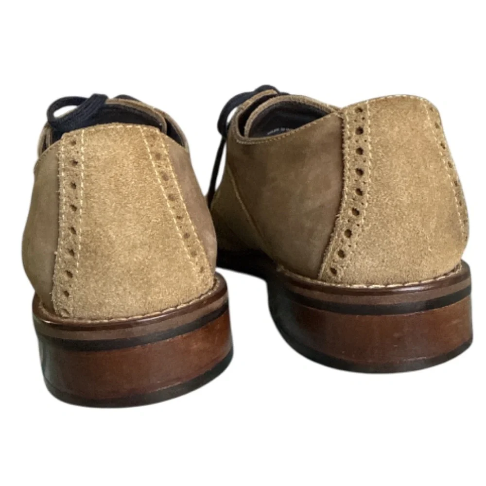Men’s Tan Two Tone Suede Saddle Oxford Shoes Classic Heritage EUC Size 11.5